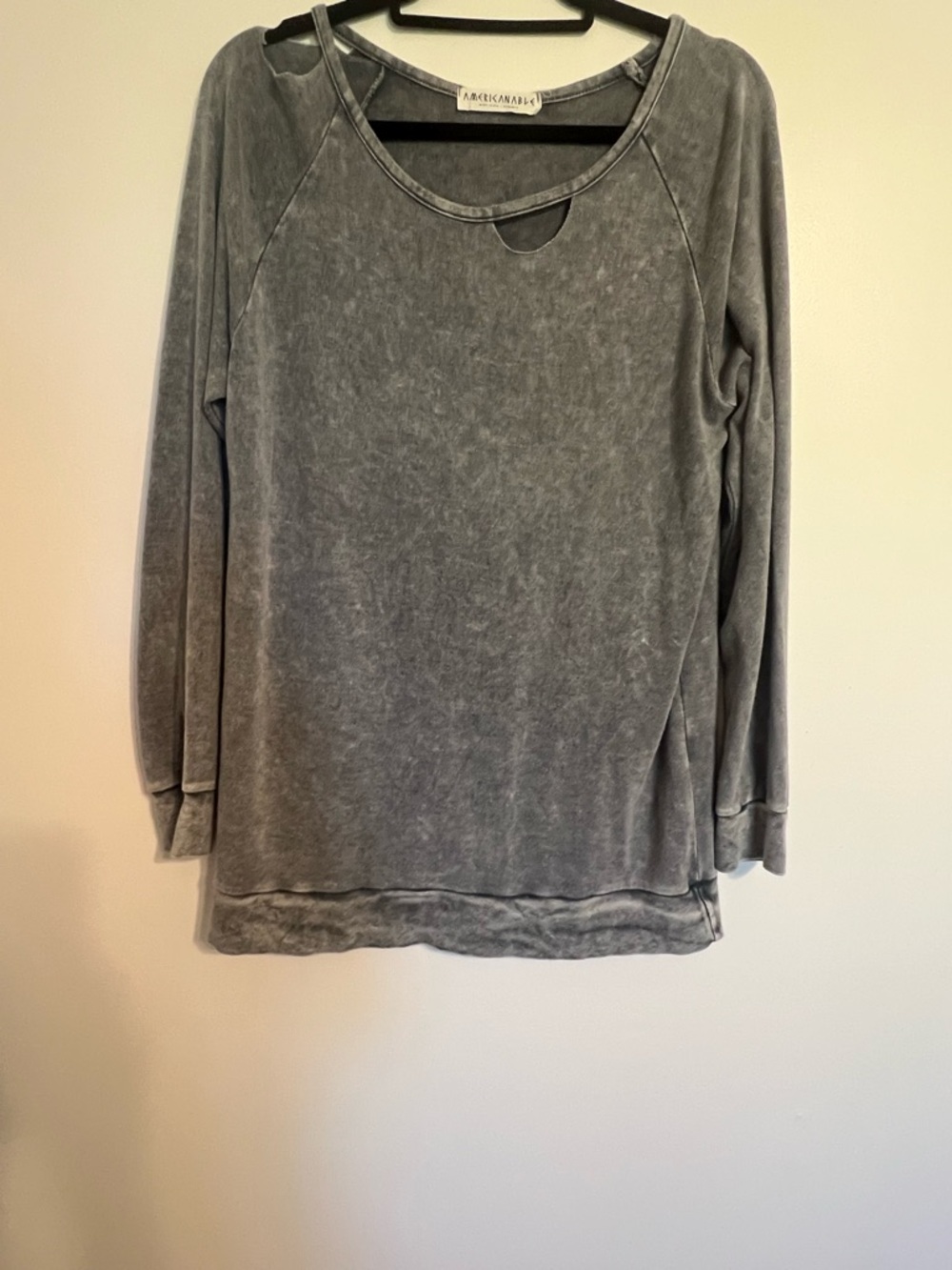 Americanable Charcoal Mineral Wash Pullover L Lightweight Cozy Casual Top NWOT - Picture 5 of 6